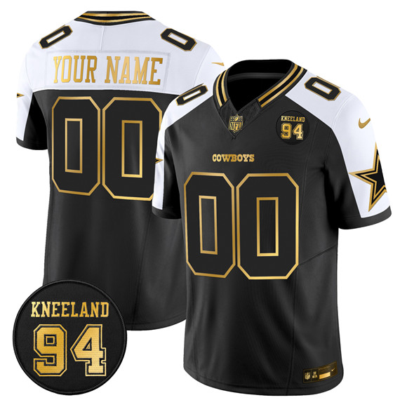 Men's Dallas Cowboys Active Player Custom Black Alternate 2025 F.U.S.E. 94 Marshawn Kneeland Memorial Patch Vapor Limited Stitched Football Jersey
